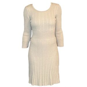 Nine West beige 3/4 sleeve knit midi dress size xs